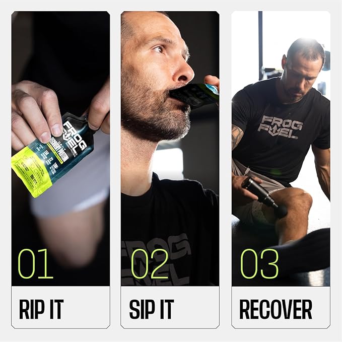 Frog Fuel Power Energized Protein Shot, 15g Protein Nano-Hydrolyzed Grass Fed Collagen, 120mg Caffeine, Fat & Sugar Free, 22 Amino Acids, 0 Carbs, Berry, 1 oz Packets, 24 Pack