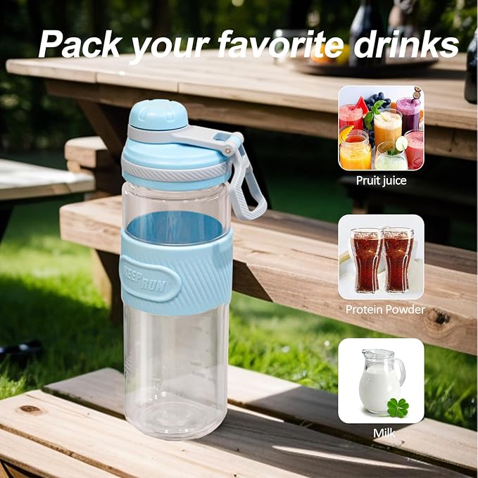 Shaker Bottle - 650ml/23oz, Durable & Leak-Proof, Ideal for Super Creamy Fitness Protein Shakes - Blue