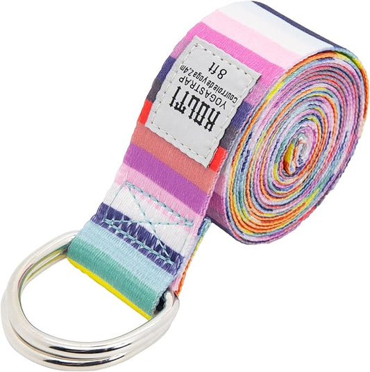 Yoga Exercise Adjustable Straps 8FT with Durable D-Ring for Pilates & Gym Workouts | Hold Poses, Stretch, Improve Flexibility & Maintain Balance