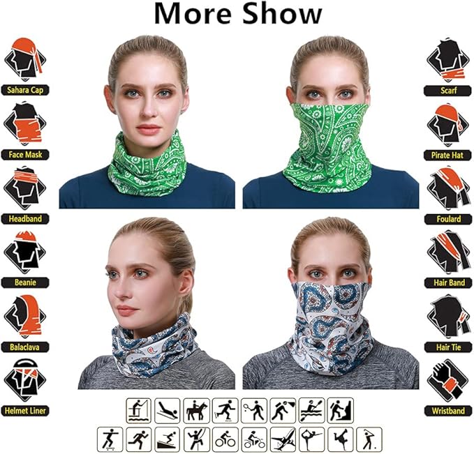 Neck Gaiter Headband Headwear Head Wrap Face Mask Magic Scarf Bandana for Men and Women