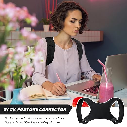 Posture Corrector for Women and Men, Adjustable Posture Back Brace Shoulder Brace, Discreet Under Clothes Design Back Support, Back Pain Relief for Improved Neck Support(Black)