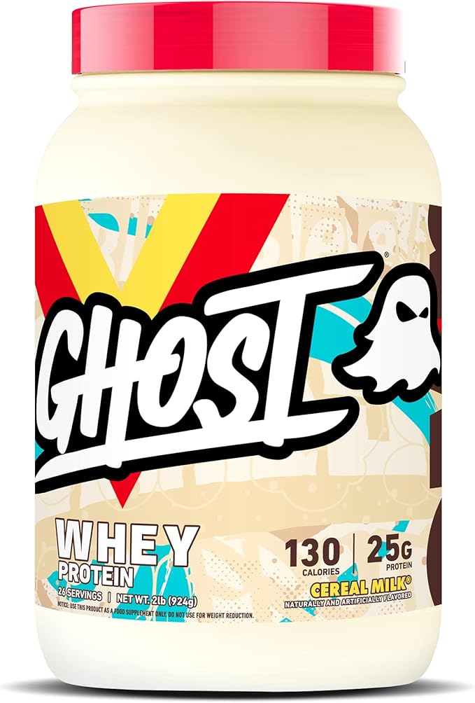 GHOST Whey Protein Powder, Cereal Milk - 2LB, 25G of Protein - Whey Protein Blend - Post Workout Fitness & Nutrition Shakes, Smoothies, Baking & Cooking - Soy & Gluten-Free
