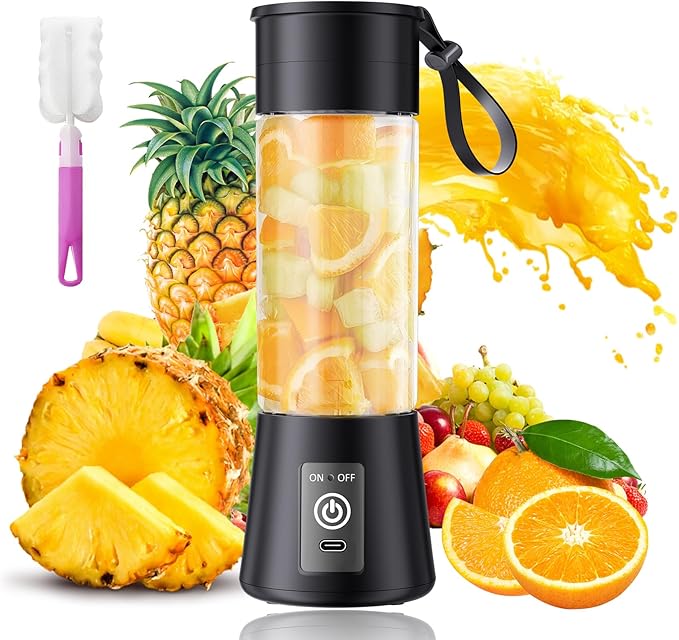 Portable Personal Size Mini Blender - 2025 Upgraded Cordless Blender for Smoothies & Shakes, Type-C Rechargeable, 380Ml Traveling BAP Free Juicer Cup for Sports/Travel/Home, 20000Rpm/Min Speed