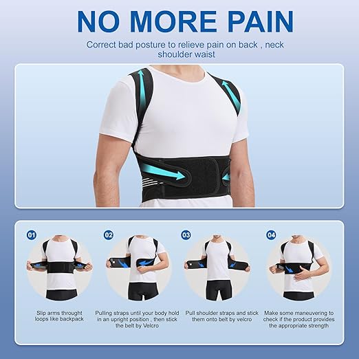 Back Brace Posture Corrector for Women and Men, Upgraded Full Back Brace Support, Adjustable Shoulder Back Support, Upper and Lower Back Pain Relief - Scoliosis, Hunchback, Hump, Thoracic, Spine Corrector (Medium)