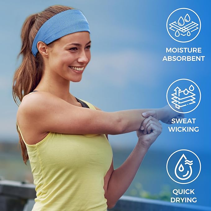 Sukeen Cooling Headband for Men Women, Instant Cooling Running Headband, Sweat Headbands for Workout, Sports Headbands for Yoga, Golf, Gym, Camping, Tennis, 20 inches
