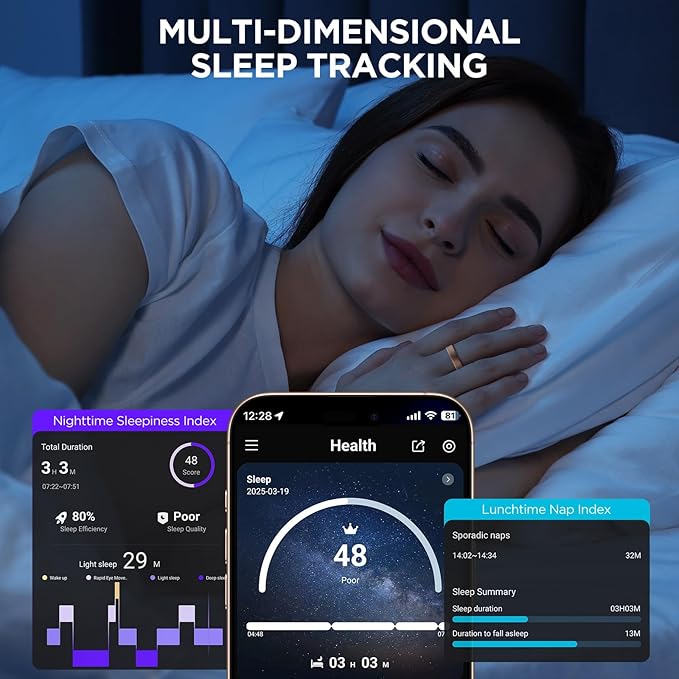 Fitness Tracker with Sleep Tracking, Smart Ring for Women Men, Activity Trackers Fitness Ring with 24/7 Heart Rate Monitor,Step Counter,Calorie Pedometer,No Subscription,for iOS Android(Rose Gold,#10)