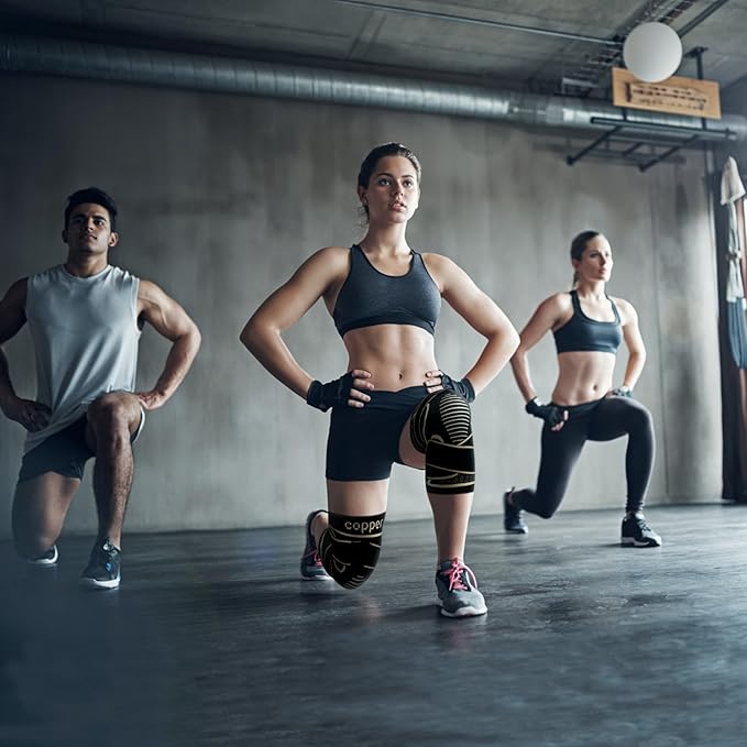 Copper Knee Braces with Strap for Knee Pain Women and Men(2 Pack), Knee Compression Sleeve for Arthritis, ACL, Meniscus Tear, Joint Pain Relief, Knee Support for Working, Running, Weightlifting(S)