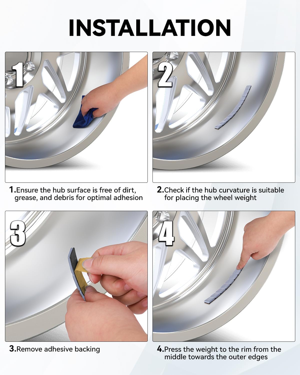 YIZBAP Wheel Weights Gray 1/4oz, 72 oz/Box, 288pcs, with Strong Black Adhesive. 0.25 Ounce Stick on Wheel Weights for Cars, Trucks, SUVs, Motorcycle and Others