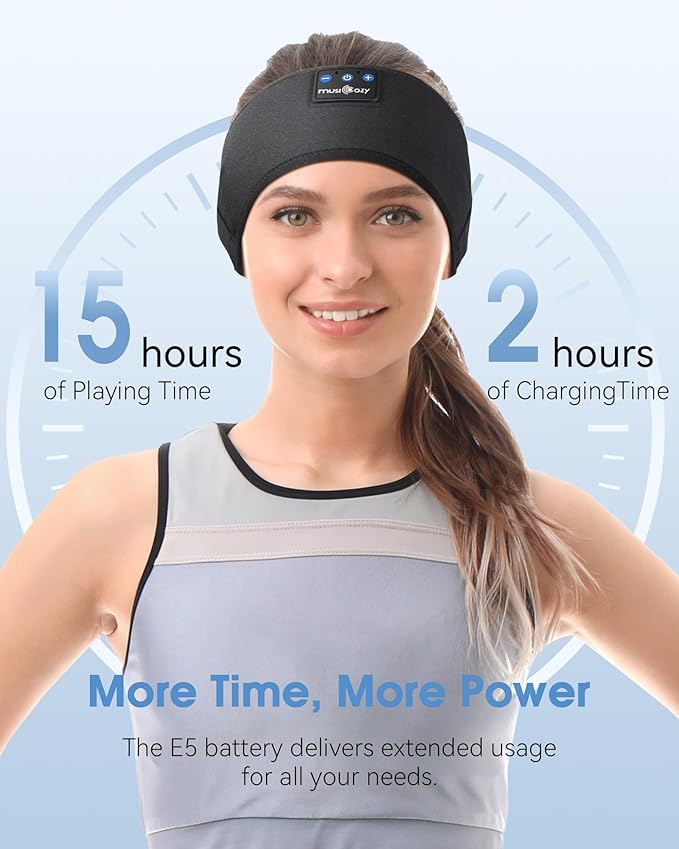 MUSICOZY Sleep Headphones Headband, Wireless Earbuds Earphones Sweat Resistant with Ultra-Thin HD Stereo Speaker, Bluetooth 5.4 for Workout Running Cool Gadgets Unique Gifts