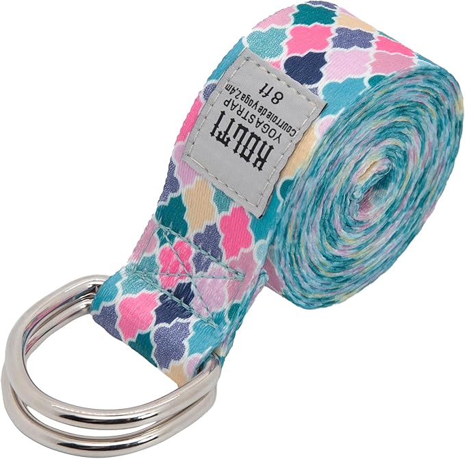 Yoga Exercise Adjustable Straps 8FT with Durable D-Ring for Pilates & Gym Workouts | Hold Poses, Stretch, Improve Flexibility & Maintain Balance