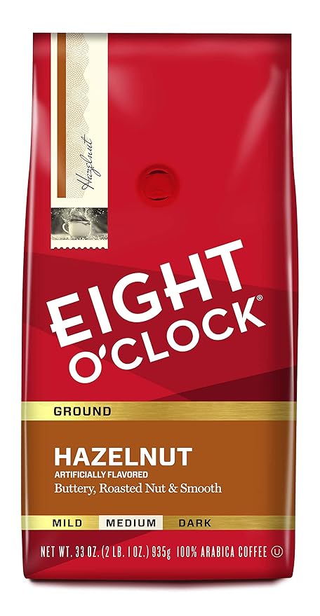 Eight O'Clock Ground Coffee, Hazelnut, 33 Ounce