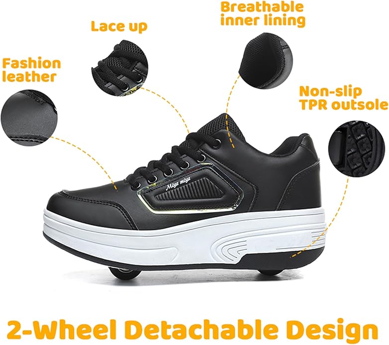 Wooowyet Roller Skate Shoes for Kids Boys Girls Rechargealbe Wheels Sneakers Fashion Roller Wheeled