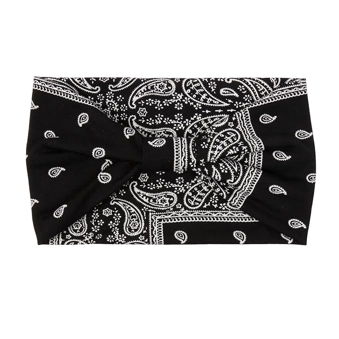 Wide Headbands for Women Black Stylish Head Wraps Boho Bandeau Thick Hairbands Large No Slip African Sport Yoga Workout Turban Headband Hair Accessories (Pack of 4)