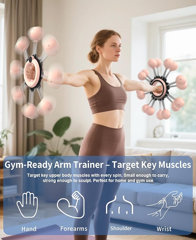 Arm Workout for Men and Women, 360° Hand-Crank Forearm Trainer, Chest Trainer,Shoulders and Arm Muscle Training Fitness Equipment, Home Workout Equipment and Gym Workouts