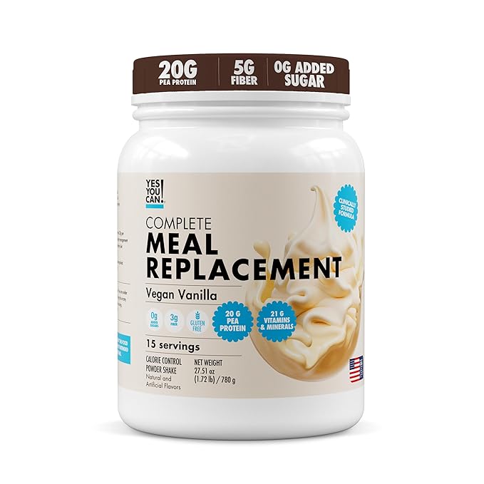 Yes You Can! Complete Meal Replacement - 15 Servings, 20g of Protein, 0g Added Sugars, 21 Vitamins and Minerals - All-in-One Nutritious Meal Replacement Shake (Vanilla)