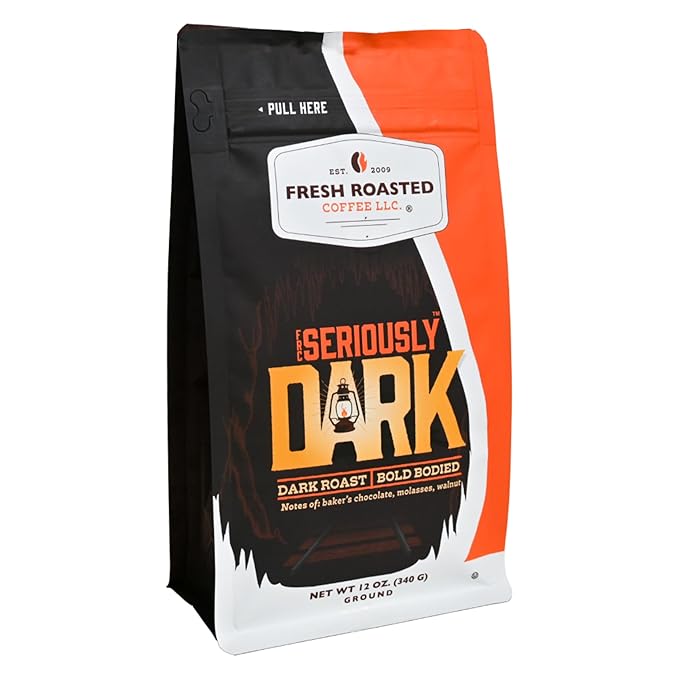 Fresh Roasted Coffee, Seriously Dark Artisan Blend, 12 oz, Dark Roast, Kosher, Whole Bean