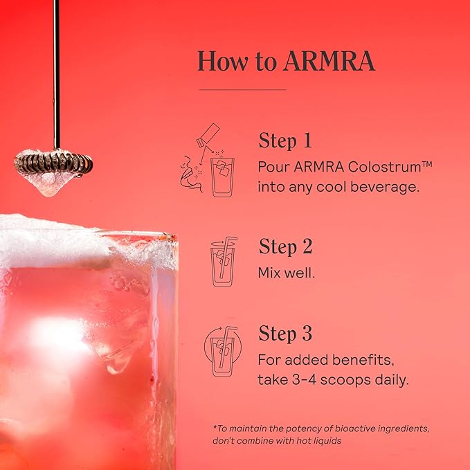 ARMRA Colostrum™ Powder | Vine Watermelon | Gut Health & Bloating | Skin & Hair | Immunity | Keto, Gluten & Fat-Free | 90 Servings