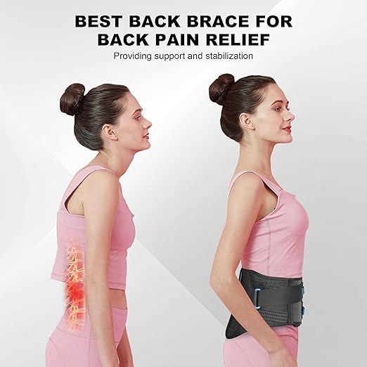 Back Brace For Lower Back Pain With Lumbar Pad,Back Support Brace For Men And Women With Dual Adjustable Straps,Back Brace For Lifting At Work For Herniated Disc, Sciatica, Scoliosis(2XL Fits 37.5"-47")