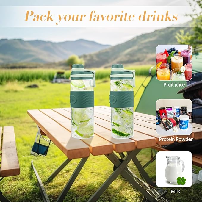 Shaker Bottle for Protein Mixes - Super Creamy Fitness Protein Shakes, 650ml/23oz - Durable, Leak-Proof (Green)