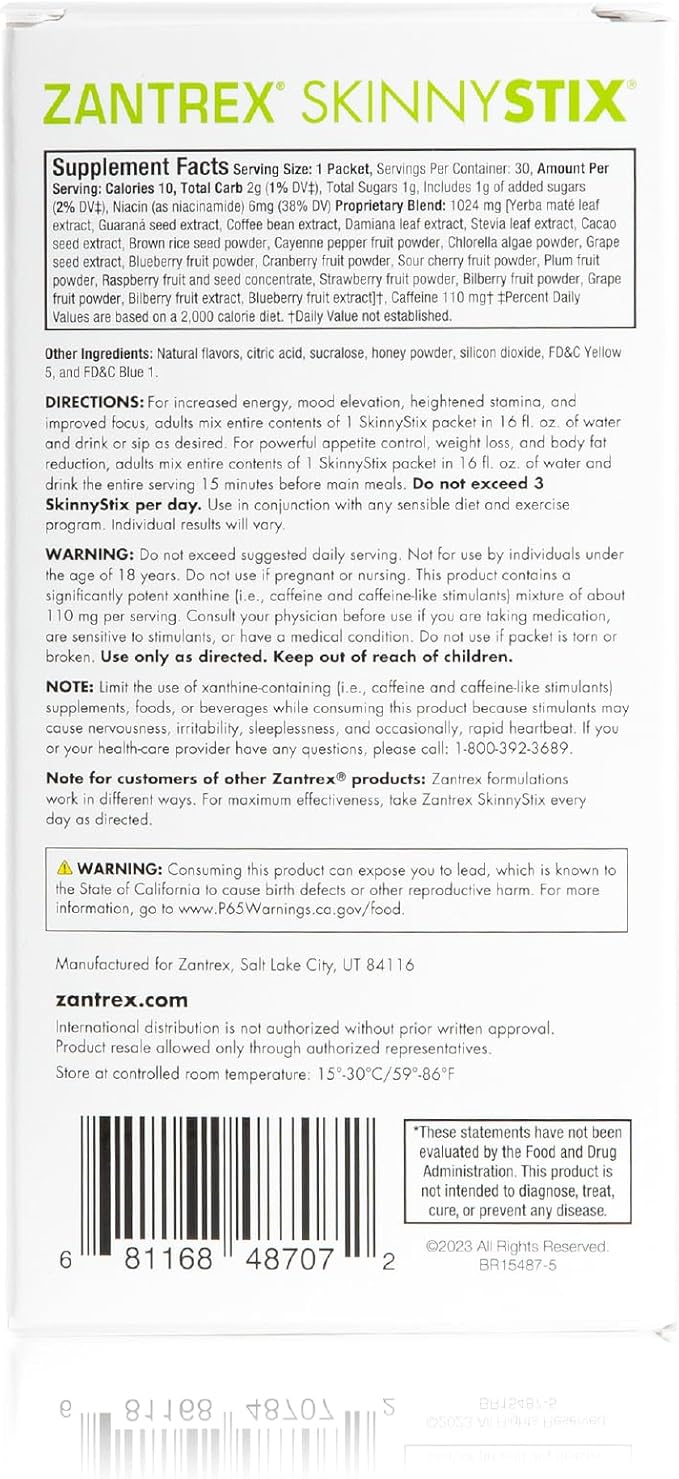 SkinnyStix Lime GLP-1 Support Powder Energy Drink, Metabolic Support, Appetite Control, Natural Energy Boost | 30 Single-Serving Packets