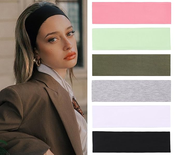 Leeven Headbands for Women Hair Cotton Headband Non-slip Stretchy Elastic Head Wrap Holder Hair Accessories