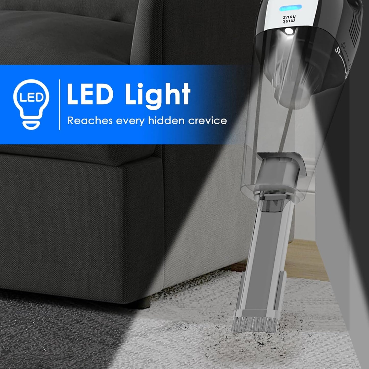 Car Vacuum Portable Cordless, 10000Pa Vacuum Cleaner, 120W Brushless Motor Handheld Vacuum Cordless, LED Light, Multi-Nozzles for Car, Home, Office, Pet