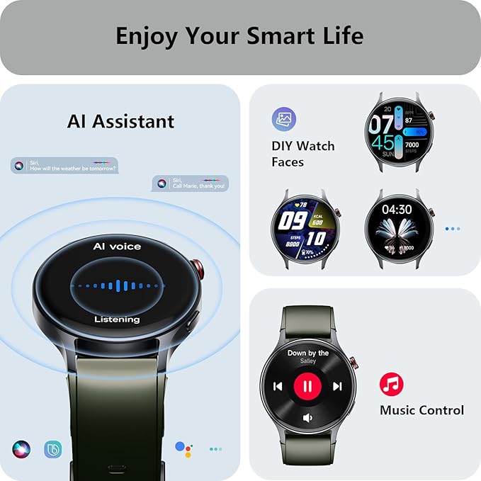 aeac Smart Watch for Women, AMOLED Ultra-Clear Screen Activity Trackers with Heart Rate/Sleep/SpO2 Monitor, Smartwatch for iPhone/Samsung/Android, 110+ Sport Modes (Army Green, S/M/L, Army Green)