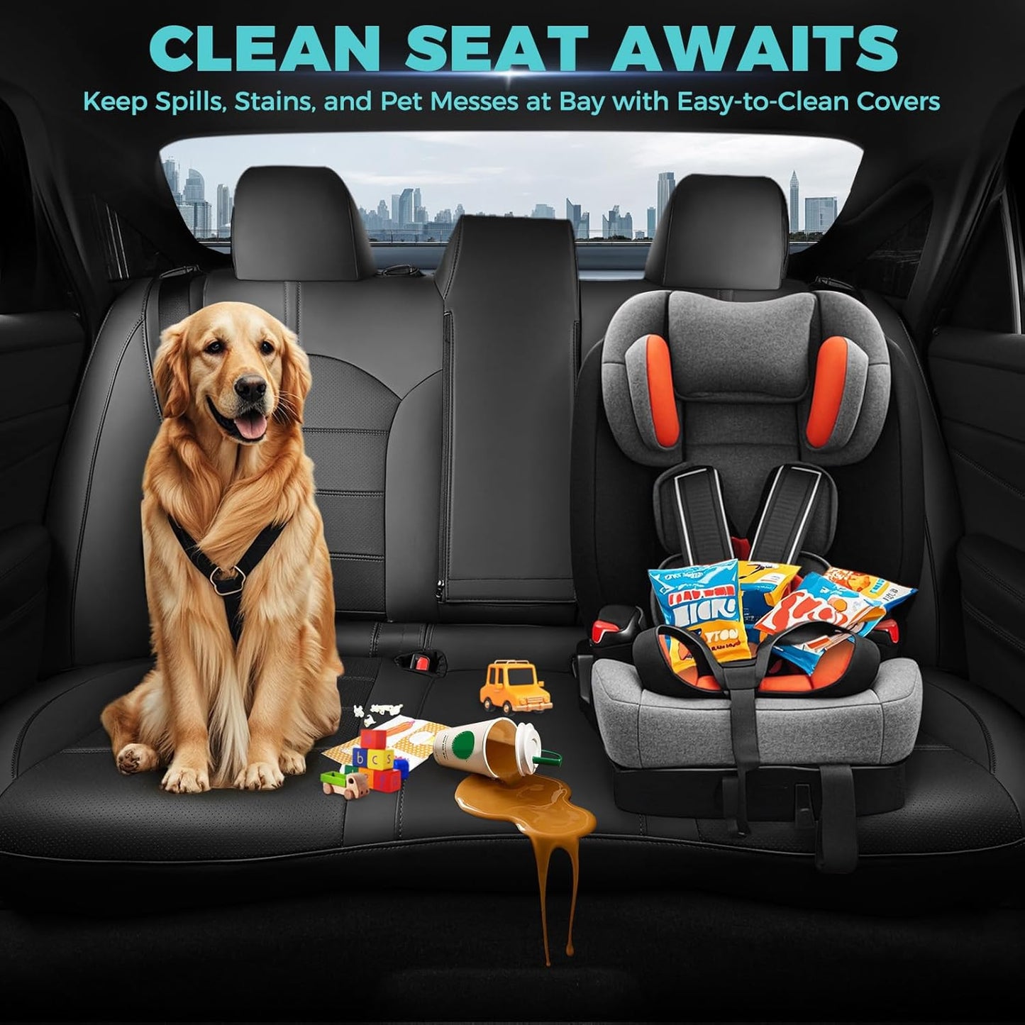 for Toyota Camry Seat Covers XLE XSE V6 2018 2019 2020 2021 2022 2023 2024 - Waterproof Breathable Leather Seat Covers for Cars, Custom Fit Car Seat Covers Full Set, Black Not for Hybrid