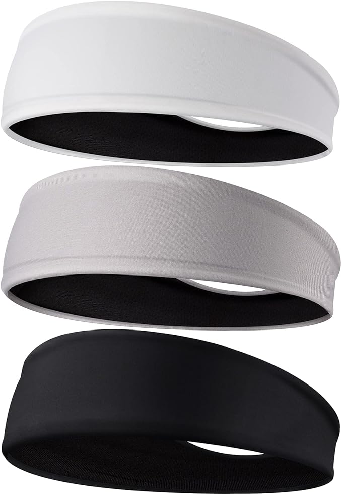 Braylin Men's Headbands, 3-Pack Head Band for Men, Sport Sweatbands for Running Fitness Yoga Cycling, Sweat Wicking Non Slip