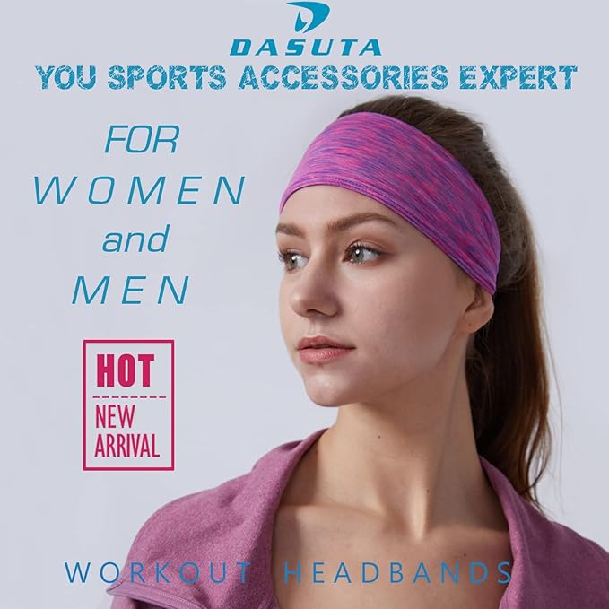 Workout Headbands for Women Sports Sweatbands Yoga Hairbands for Fitness Elastic Athletic Non Slip Wicking Headscarf for Men Womens and Girls 10 PCS (Style 2-10 Color)