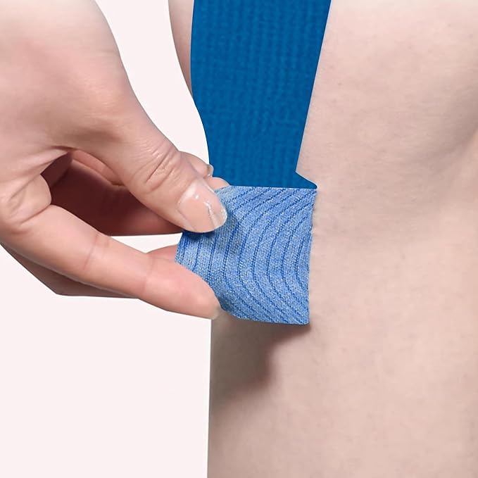 Precut Kinesiology Tape for Knees,24 Pcs – Elastic Knee Support & Stability, Pain Relief – Waterproof, Breathable, Hypoallergenic Athletic Tape (Blue)