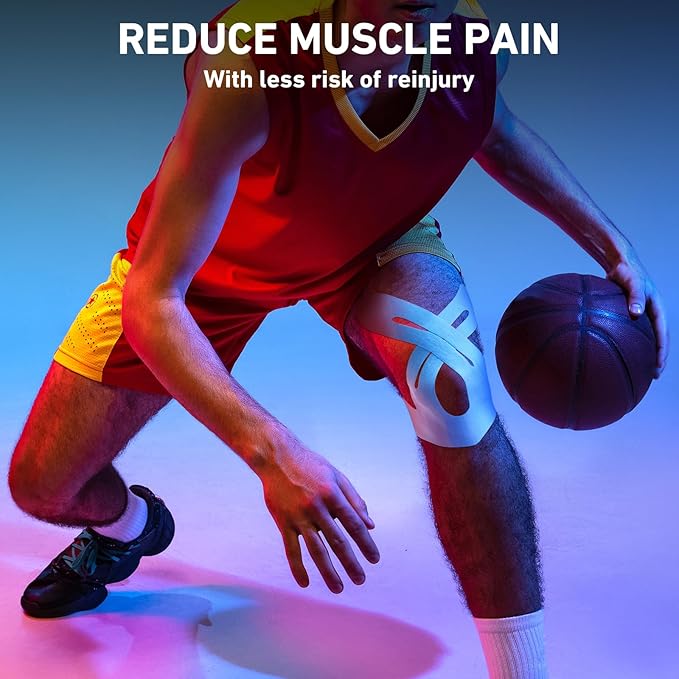 Kinesiology Tape for Knees Pre Cut, 12 PCS Upgrade KTQUICK Knee Tape For Knee Pain Relief Pre Cut, Original Cotton Knee Tape, Flexible & Durable Sports Tape for Support & Comfort During Workouts, Blue