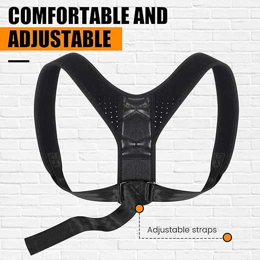 TrelaCo 2 Pack Posture Corrector Adjustable Upper Back Brace Back Straightener Back Corrector for Men, Posture Strap Back Support for Women, Shoulder Neck Effectively, One Size Fits Most, Black