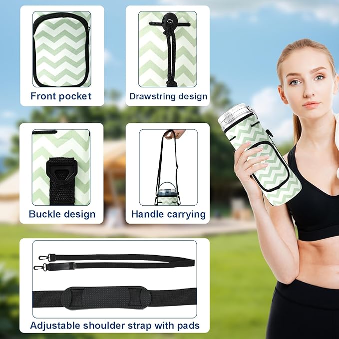 Storage Sleeve Bag for Ninja Blast Portable Blender with Shoulder Strap and Pocket Compatible with Ninja BC151NV/BC51NV/BC151BK/BC151CR/BC151EM/BC151PR/BC151WH Blast Portable Blender (White Green)