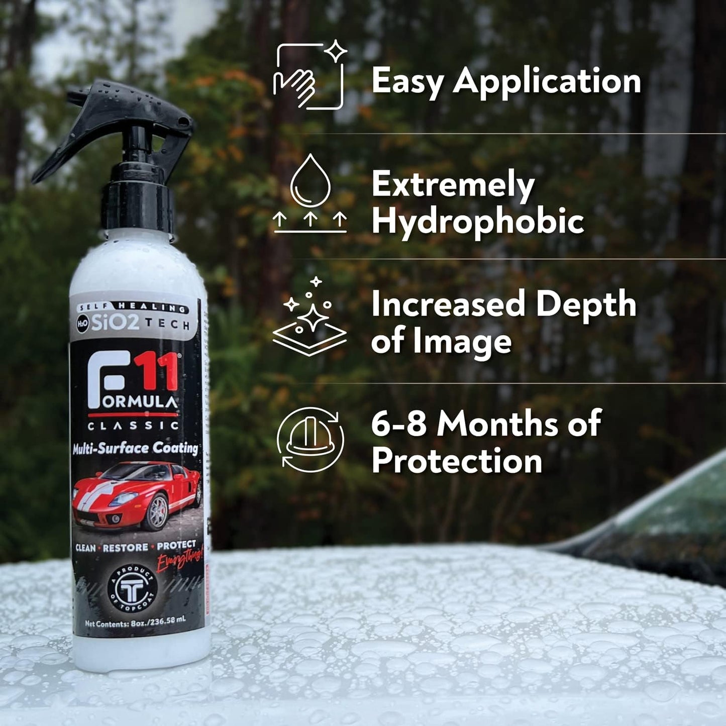 TopCoat F11 Car Polish & Sealer for Cars, Motorcycles, RVs and More – Water-Based Alternative to Ceramic Car Wax - 16 oz F11 Top Coat Spray Bottle