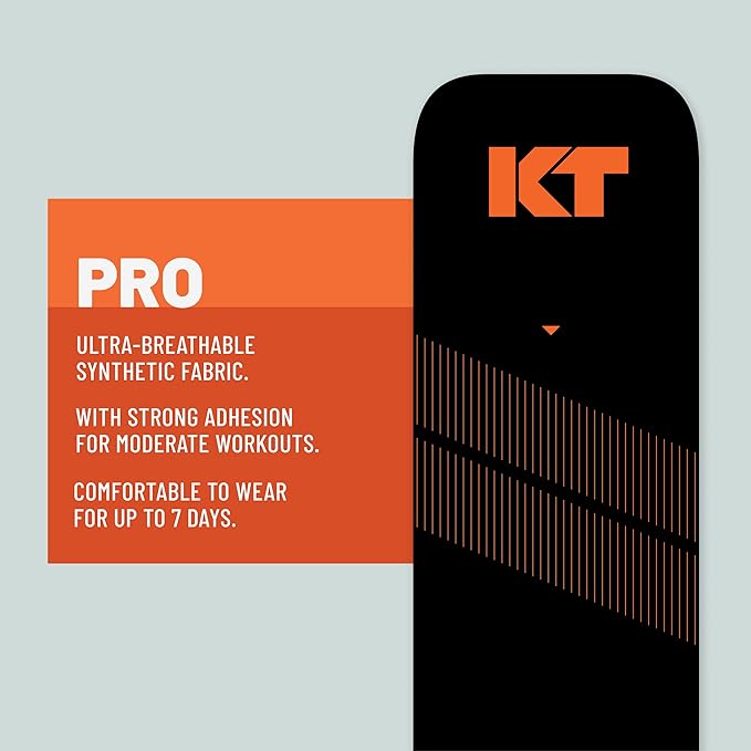 KT Tape, Pro Synthetic Kinesiology Athletic Tape, 20 Count, 10” Precut Strip