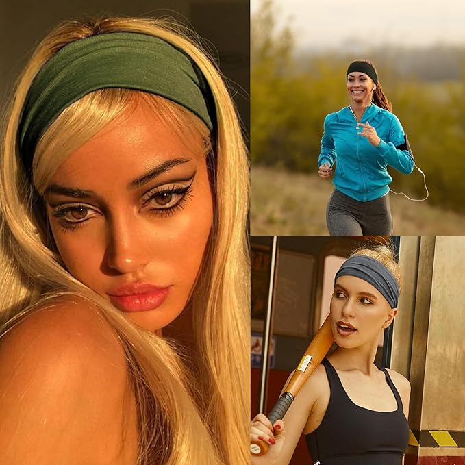 DRESHOW Yoga Sports Headbands for Women Elastic Non-Slip Headbands Workout Running Hair Bands 6 Pack