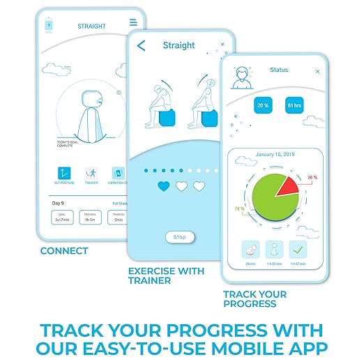 Posture Corrector Trainer for Women & Men - Updated Intelligent Posture Trainer - Upper Back Brace Smart Straightener Office Work Support - Shoulder & Back Posture Corrector Device