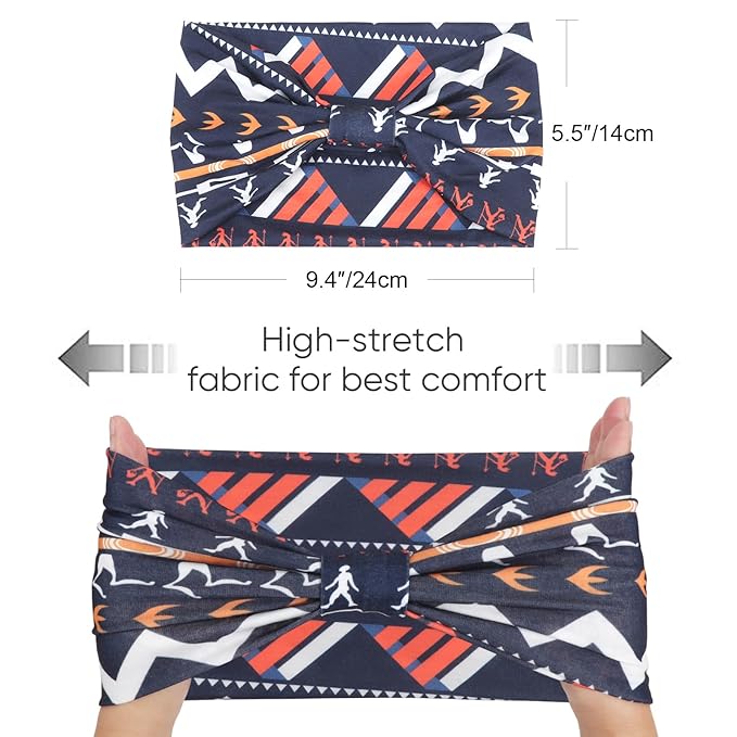 DRESHOW Wide Headbands for Women Knotted Turban HairBands Boho Head Bands for Women's Hair Non-Slip Yoga Workout Hair Accessories 4 Pack