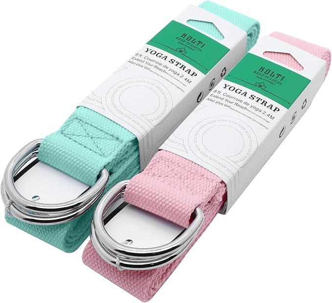 Yoga Exercise Adjustable Straps 8FT with Durable D-Ring for Pilates & Gym Workouts | Hold Poses, Stretch, Improve Flexibility & Maintain Balance