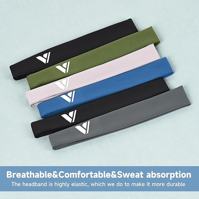 Vgogfly Sweat Headbands for Men, 8X More Effective Hyper-Absorbent Running Sweat Bands, One Size Fits All, Workout Sports Hairband for Gym, Ideal for All Sports, Outdoor Activities, and Hot Climates