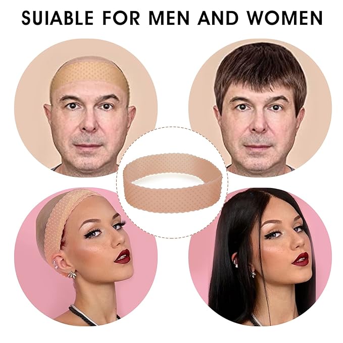 Molain Silicone Wig Grip Band 4Pcs Adjustable Wig Fix Headband Non-slip Elastic Wig Gripper Women Men Wig Bands Sweat-proof Hold Wig Cap Hairband