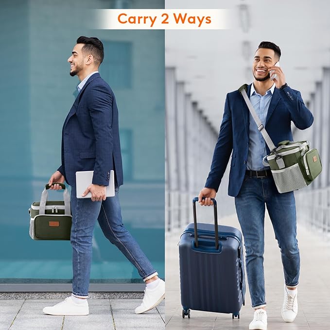 Lifewit Medium Lunch Bag Insulated Lunch Box Soft Cooler Cooling Tote for Adult Men Women, Gray and Green 12-Can (9L)