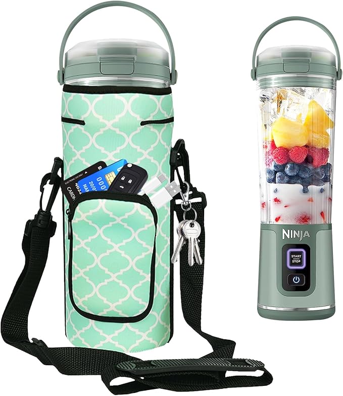 Storage Sleeve Bag for Ninja Blast Portable Blender with Shoulder Strap and Accessory Pocket Compatible with Ninja BC151NV/BC51NV/BC151BK/BC151CR/BC151EM/BC151PR/BC151WH Blast Portable Blender (Green)