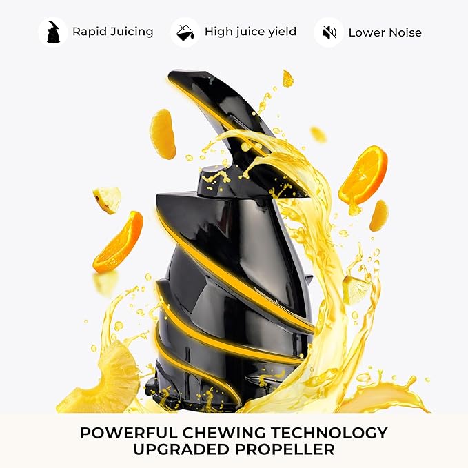 SUSTEAS Cold Press Juicer, 5.3" Feed Chute Slow Masticating Machines with 300W, Fit Whole Fruits & Vegetables, Easy to Clean, High Juice Yield, White