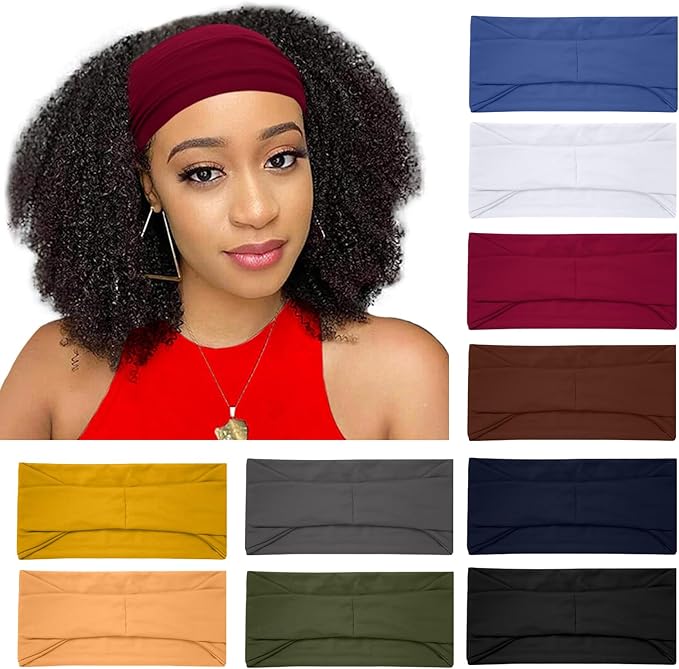 RITOPER Wide Headbands for Women Non Slip, Workout Yoga Running Womens Headband Boho Hair Bands for Women's Hair, Thick Sweat Head Bands Solid Head Wraps Bandana