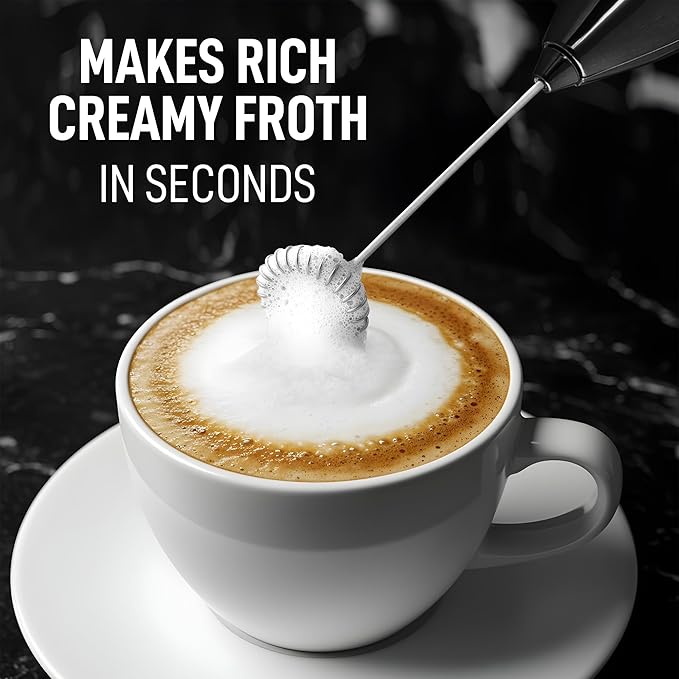 Zulay Executive Series Ultra Premium Gift Milk Frother For Coffee with Deluxe, Radiant Finish - Coffee Frother Handheld Foam Maker - Electric Milk Frother Handheld For Lattes Premium UV Black