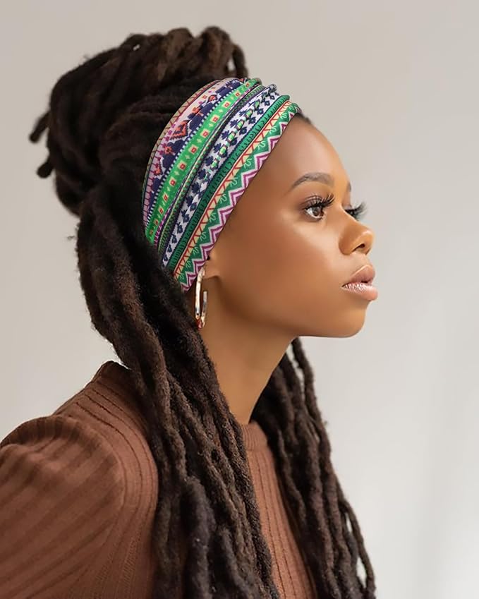 DRESHOW Wide Headbands for Women Knotted Turban HairBands Boho Head Bands for Women's Hair Non-Slip Yoga Workout Hair Accessories 4 Pack