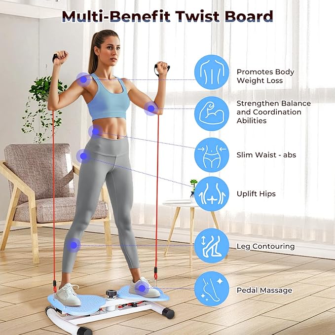 Ab Twister Board,300 lbs Capacity,Slim Waist and Core Ab Exercise,Foot Massage Design,Noiseless Home Gym Exercise