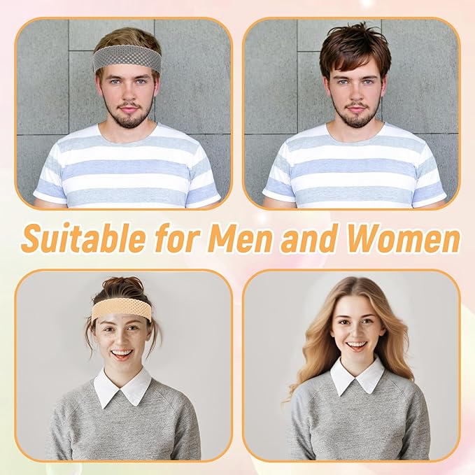 2 Pcs Adjustable Silicone Wig Grip Band Set, Elastic Wig Headbands, Fixed Non Slip Wigs Straps Women Men WigBands Sweat-Proof Hold WigCap Hairband for Keeping Wigs in Place(Black, Skin Color)